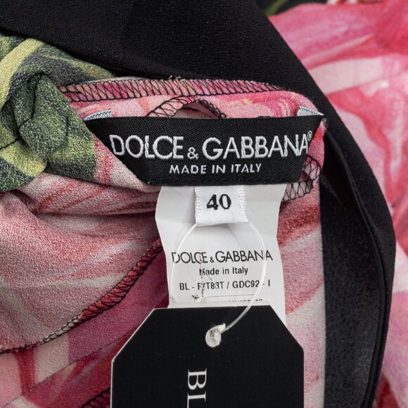 Dolce & Gabbana Nero Rose Floral Printed Crêpe Top - Picture 9 of 11